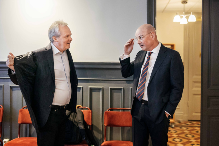 Vice riksbankschef Per Jansson och Öhman Fonders räntechef Lars Kristian Feste.